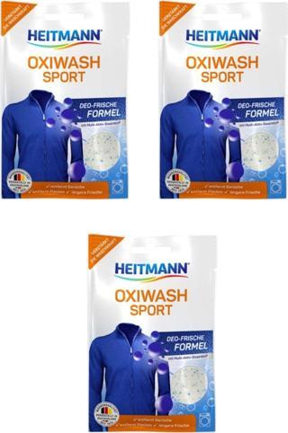 Heitmann Oxiwash Sport, Spor Ve Fonksiyonel Kıyafetler Için Leke Çıkarıcı Hijyen Sağlayıcı Toz 50 G x 3 Adet