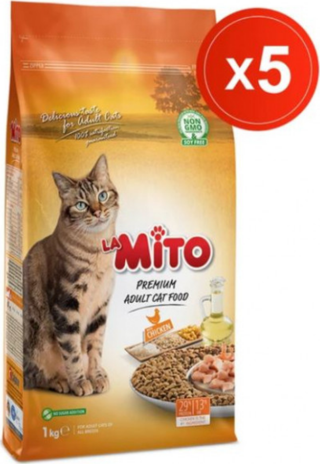 Mito 5 x 1 Kg Yetişkin Adult Kedi Maması Kapalı Paket