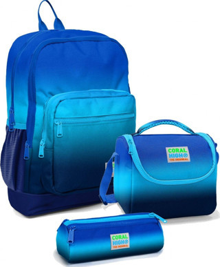 Coral High İlkokul Çantası Seti Lacivert Mavi Gradyan - Erkek Çocuk