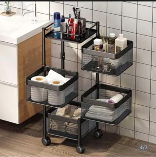 TRENDESK Siyah Metal Lux Kare Banyo Organizer, Banyo Düzenleyici ,kozmetik,takı Düzenleyici