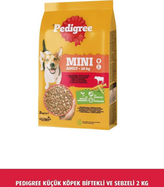 Pedigree Biftekli ve Sebzeli Küçük Irk Yetişkin Köpek Maması 2 kg
