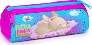 Coral High Kids Mavi Pembe Tavşan Desenli Üç Bölmeli Kalem Çantası 22036