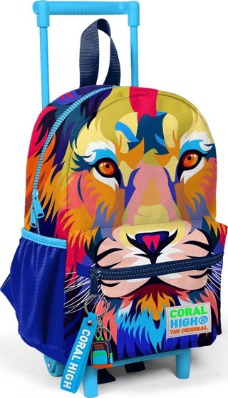 Minik Yuva Çekçekli Sırt Çantası Lacivert Saks Aslan Desenli İki Bölmeli 24041