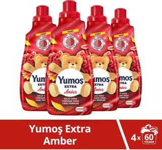 Yumoş Extra Konsantre Çamaşır Yumuşatıcısı Amber 1440 ml 60 Yıkama 4adet