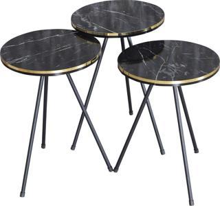 Gold Falez Zigon Sehpa Siyah Metal Ayak Çift Altın Bendir 1081