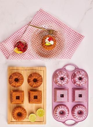 Emsan Griss Six In One 6'lı Döküm Kek Kalıbı Pink