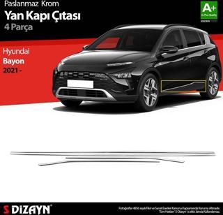 S-Dizayn Hyundai Bayon Krom Yan Kapı Çıtası 4 Prç. 2021 Üzeri