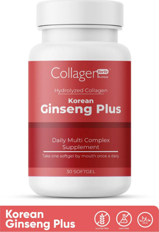 Collagen Forte Platinum Ginseng Plus, Hidrolize Kolajen, Vitamin B5,b6,b12 & Çinko, Softgel 1000mg