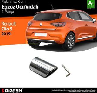 S-Dizayn Renault Clio 5 Krom Egzoz Ucu Vidalı 2019 ve Üzeri