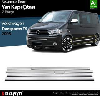 S-Dizayn VW T5 Transporter Krom Yan Kapı Çıtası 7 Prç 2003-2010 (U.Ş)