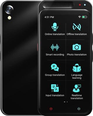 HASLED Taşınabilir Tercüman Cihazı, 138 Dil ve 4.1 Inc Dokunmatik Ekran - Siyah
