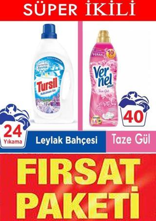 Tursil Jel Çamaşır Deterjanı 24 Yıkama Leylak Bahçesi + Vernel Yumuşatıcısı Taze Gül 960 Ml