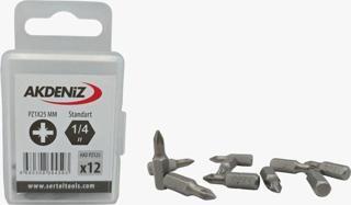 Akdeniz Akd/125 1/4 Yıldız Bits Uç Pz1X25 Mm 144 Adet