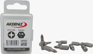 Akdeniz Akd/125 1/4 Yıldız Pz1X25 Mm 192 Adet Bits Uç