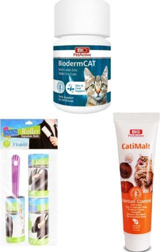 Bio PetActive Kedi Bakım Seti(cati Malt Paste+biodermcat+onton Tüy Rulosu)