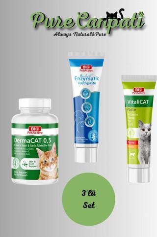 PureCanpati Kedi Dermacat,Diş Macunu,Multivitamin Seti