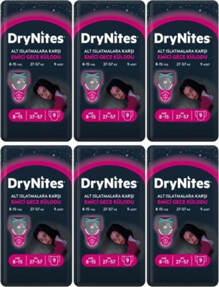Huggies Drynites Kız Emici Gece Külodu 8-15 Yaş 54 Adet