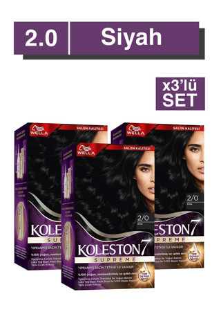 Wella Koleston Supreme Saç Boyası 2/0 Siyah x3' li Set