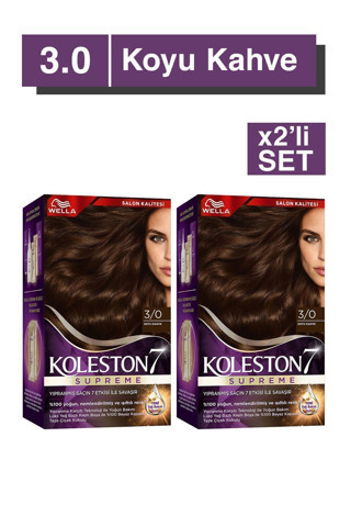 Wella Koleston Supreme Saç Boyası 3/0 Koyu Kahve x2' li Set