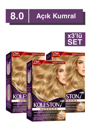 Wella Koleston Supreme Saç Boyası 8/0 Açık Kumral x3'lü Set