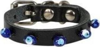 Doggie Gerçek Deriden El Yapımı Boncuklu Kedi Boyun Tasması Siyah-3