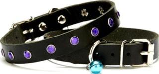 Doggie Siyah Deri Swaroski Taşlı Kedi Ve Yavru Köpek Tasması 1,0X19 Cm Small