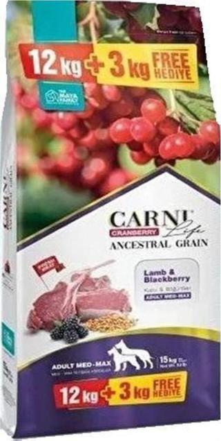 CARNİ LİFE Ancestral Grain Kızılcık,kuzu Eti Ve Böğürtlenli Medium&maxi Irk Yetişkin Köpek Maması 12 3