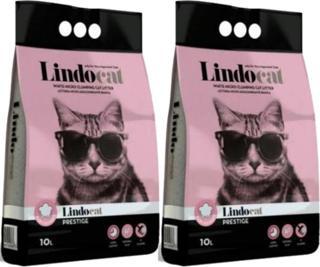 Lindocat Pudra Kokulu Parfümlü Bentonit Topaklanan Ince Taneli Kedi Kumu 10 Lt * 2 Adet.