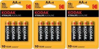 Kodak Xtralife Alkalin 3x4 12 Adet Alkalin Kalem Pil Siyah (mn1500)