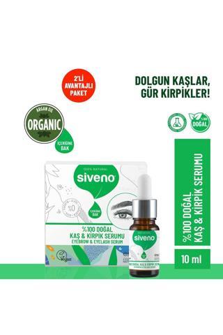Siveno %100 Doğal Kaş ve Kirpik Serumu Bitkisel Yoğunlaştırıcı Canlandırıcı Yoğun Bakım Yağı Vegan 10 ml X2 Adet