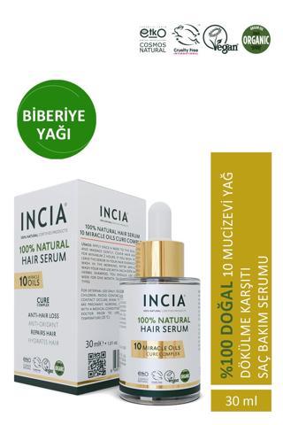 INCIA %100 Doğal Saç Bakım Serumu Biberiye Yağı Saç Dökülmesi Karşıtı 10 Değerli Yağ 30 ml