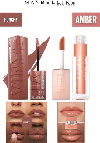 Maybelline Dudak Dolgunlaştırıcı Parlatıcı Kalıcı Işıltılı Dudaklar Nemlendirici Lip Gloss Seti 120 Puncyh-007 Amber