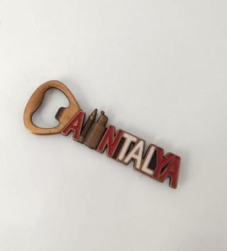 Antalya Görselli Metal Açacak Mıknatıslı Magnet Buzdolabı Süsü Şişe Açacağı Bakır Renk