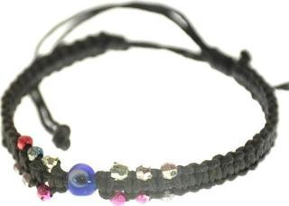 Nazar Boncuklu Siyah Örgü İp Bileklik Şans Uğur Bilekliği