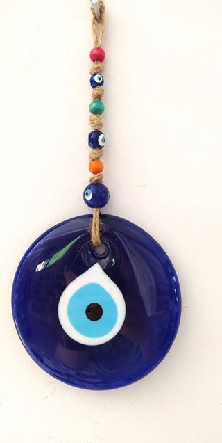 Nazarlık Hasır Renkli Ahşap Boncuklu Nazar Boncuğu Duvar Süsü Hediyelik 11588