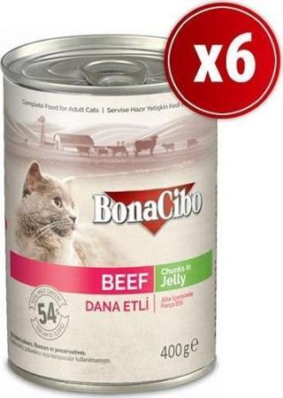 BonaCibo Jöleli Dana Etli Yaş Kedi Maması 400 gr X6 Adet