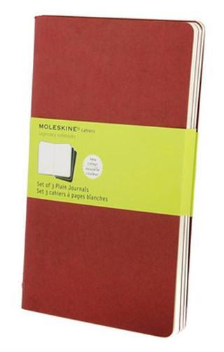 Moleskine Cahier Large Plain Notebook Red düz 3'lü paket