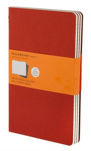 Moleskine Cahier Large Ruled Notebook Red çizgili 3'lü paket