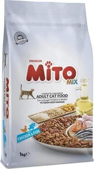 Mito Mix Adult Cat Tavuklu ve Balıklı Renkli Taneli Yetişkin Kedi Maması 1 kg