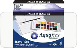 Daler Rowney Aquafine Seyahat Seti 24 Yarım Boy Plastik Kutu 131900102