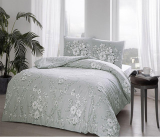 Taç Lily Gri Tek Kişilik Ranforce Nevresim Takımı