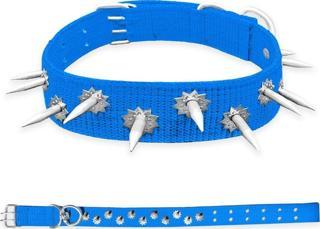Savex Dokuma Çivili Köpek Boyun Tasması Mavi 5*80 cm
