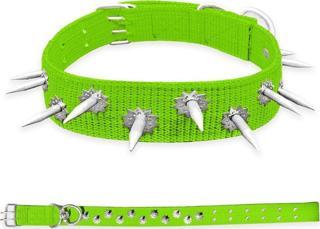 Savex Dokuma Çivili Köpek Boyun Tasması Yeşil 5*80 cm