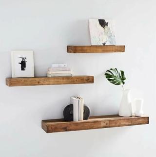 Bahar Moda Ahşap Dekoratif 3'lü Uçan Raf Kitaplık Gizli Duvar Monte Raf