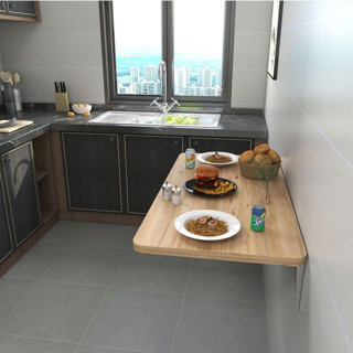 Kydonia Home 60X140 Cm Oval Köşeli Çam Ahşap Desenli Duvara Monte Kırma Katlanır Masa