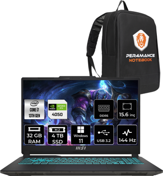 MSI Cyborg 15 Intel Core i7-13620H 32GB 4TB SSD FHD 144Hz W11H Bilgisayar A13VE-897XTR & PER4 ÇANTA A13VE897XTRP360