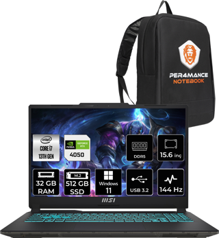 MSI Cyborg 15 Intel Core i7-13620H 32GB 512GB SSD FHD 144Hz W11H Bilgisayar A13VE-897XTR & PER4 ÇANTA A13VE897XTRP357