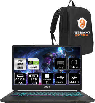 MSI Cyborg 15 Intel Core i7-13620H 40GB 1TB SSD FHD 144Hz W11H Bilgisayar A13VE-897XTR & PER4 ÇANTA A13VE897XTRP363