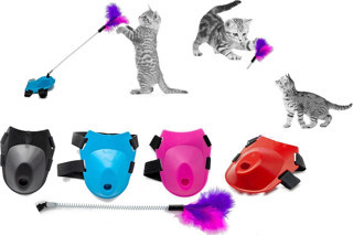 Markapet Tüylü Yaylı Kedi Ayak Oltası Kedi Oyuncağı 9 cm-35 cm Siyah