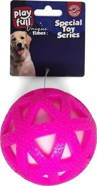 Playfull Işıklı Üçgen Desenli Plastik Top Köpek Oyuncağı 7,5 Cm Pembe